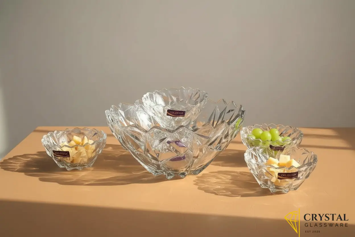 Delisoga 7-Piece Elegant Glassware Set - Clear Glass Ice Cream and Fruit Serving Set